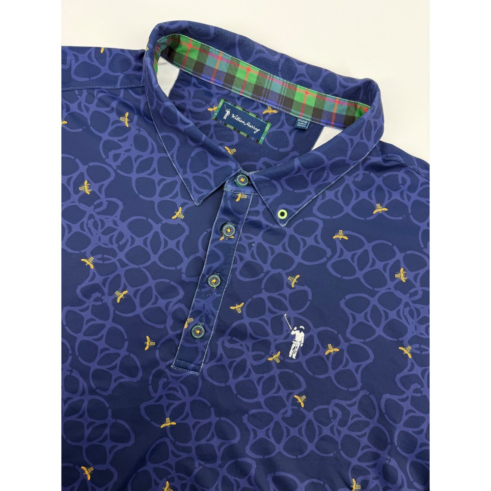 William Murray Golf Men's Navy & Gold Patterned Polo